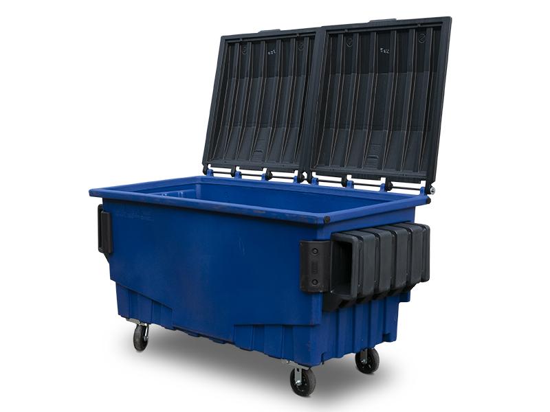 toter 4 yard plastic front load dumpster with open lid